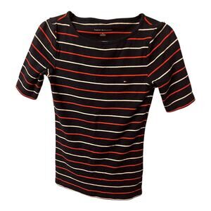 Tommy Hilfiger Navy White Striped Boatneck T-Shirt Women’s Size S/P